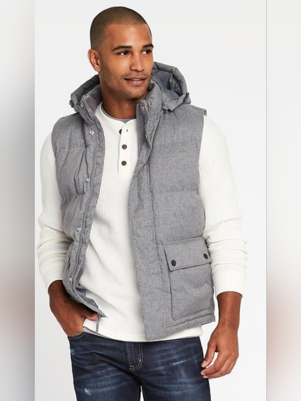 Old Navy Detachable Hood Vest | Gray | Size XXL